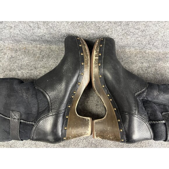 UGG Boots Womens Size 9 Black Shearling Lined Leather Clog Heels Studded 1003856 - Picture 7 of 8